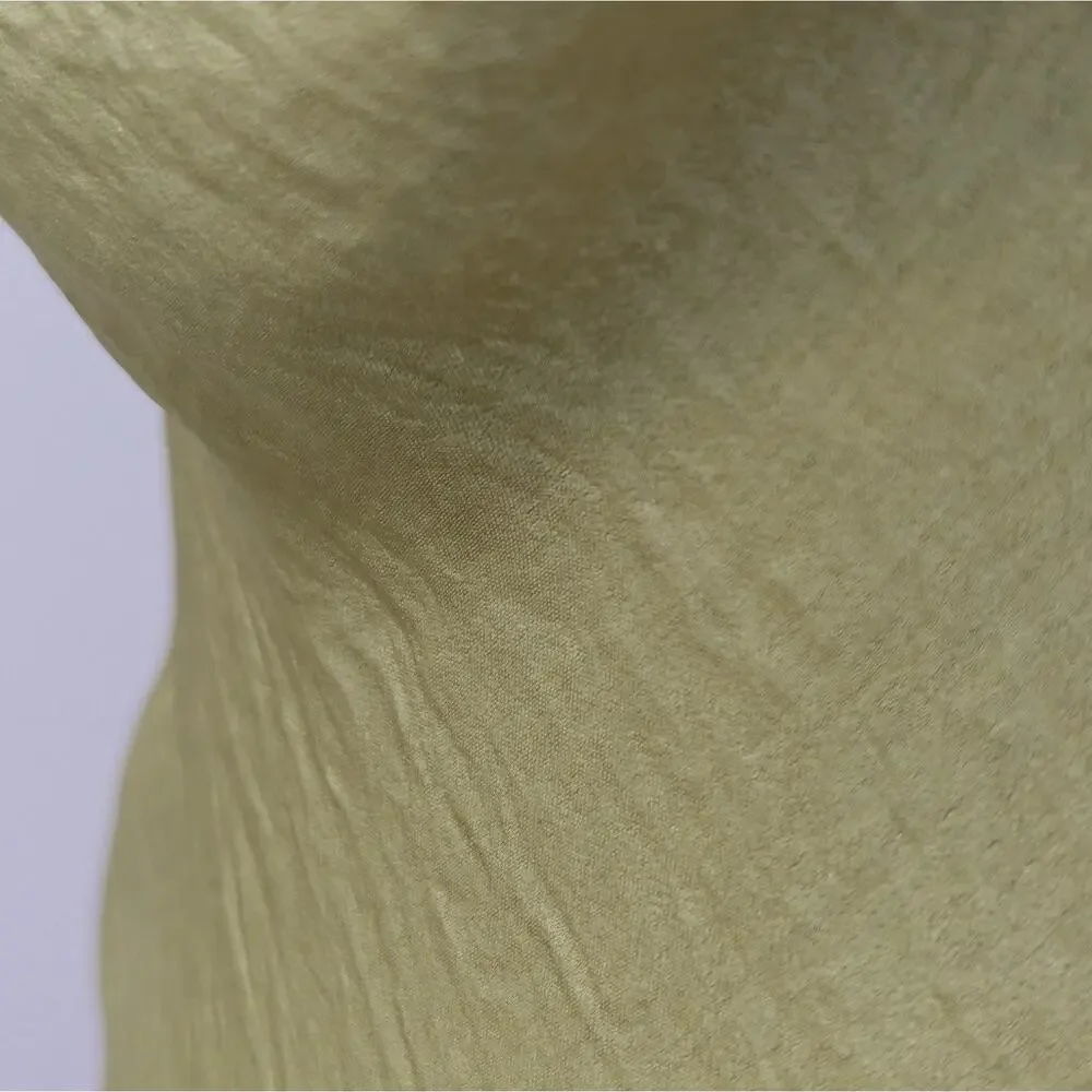 NWT Steve Madden Luxe Satin Asymmetric Hem Drapey Green Yellow Slip Dress, Sz XS - Picture 4 of 7